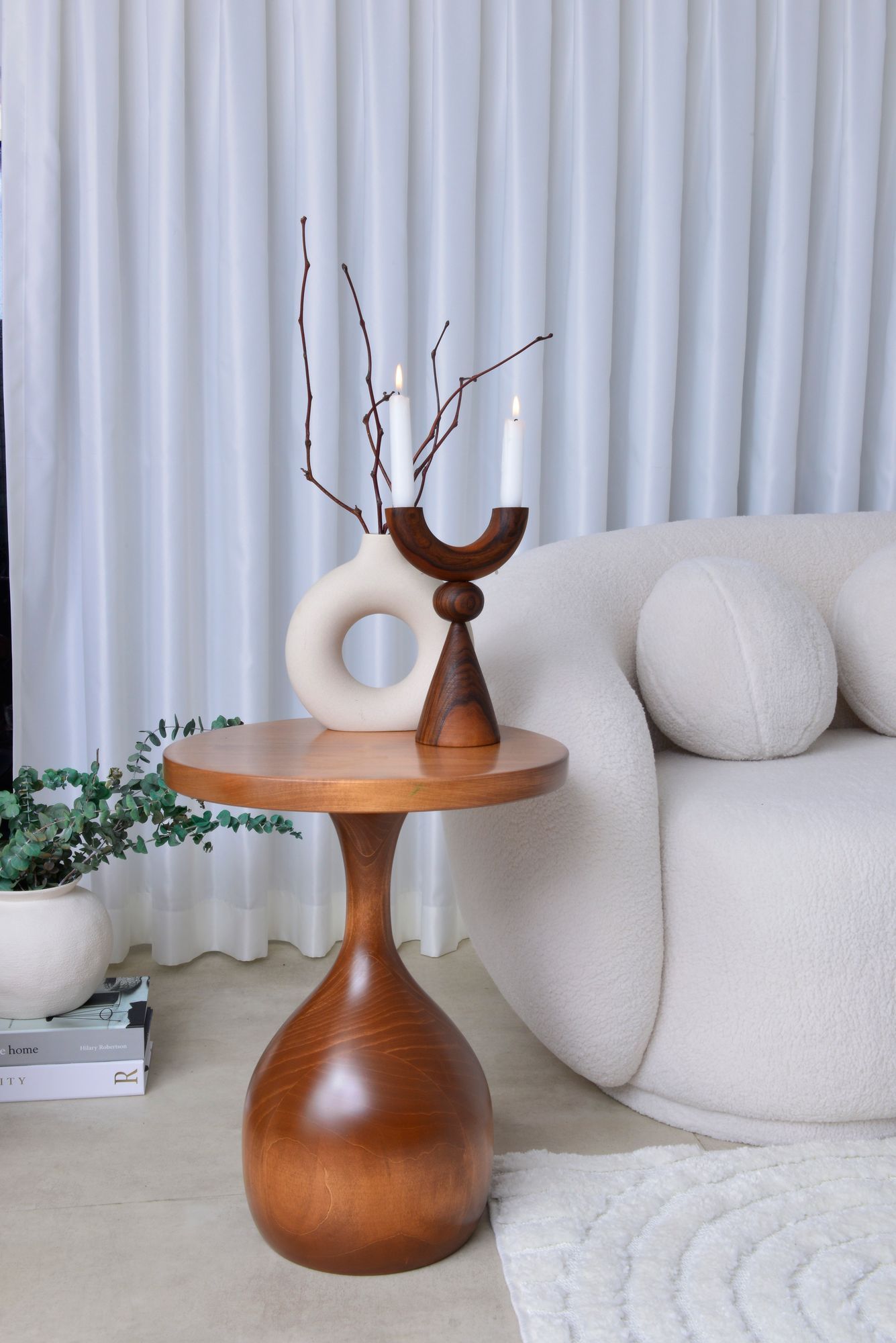 Vortex Side Table, Swirl of Elegance - Handmade Walnut Vortex Shaped Side Table