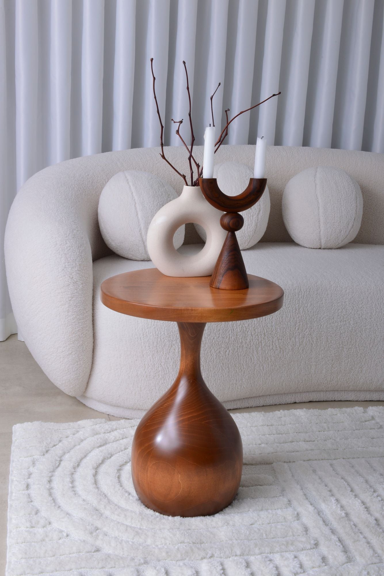 Vortex Side Table, Swirl of Elegance - Handmade Walnut Vortex Shaped Side Table