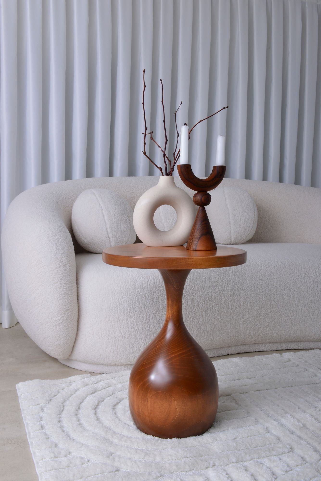 Vortex Side Table, Swirl of Elegance - Handmade Walnut Vortex Shaped Side Table