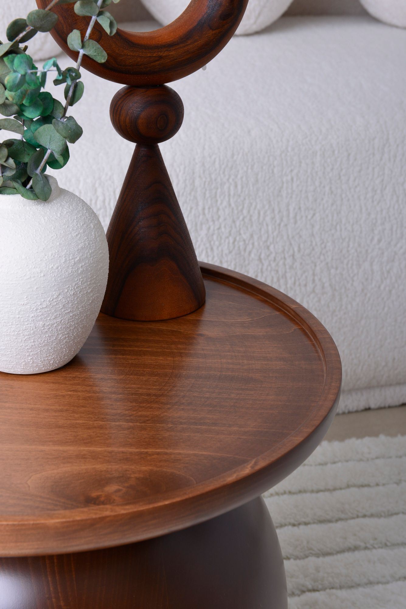 Single Ball Wood Table, Wooden Ball Table, Without glass