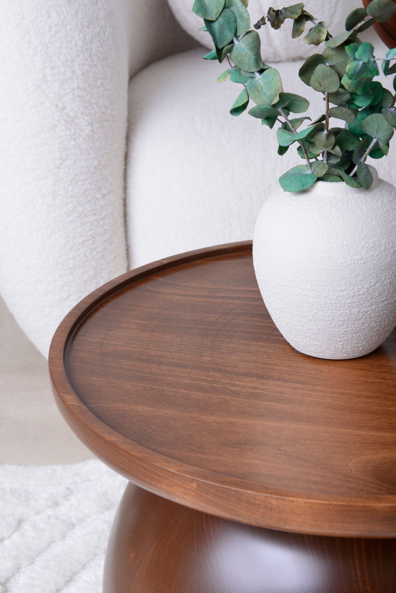 Single Ball Wood Table, Wooden Ball Table, Without glass
