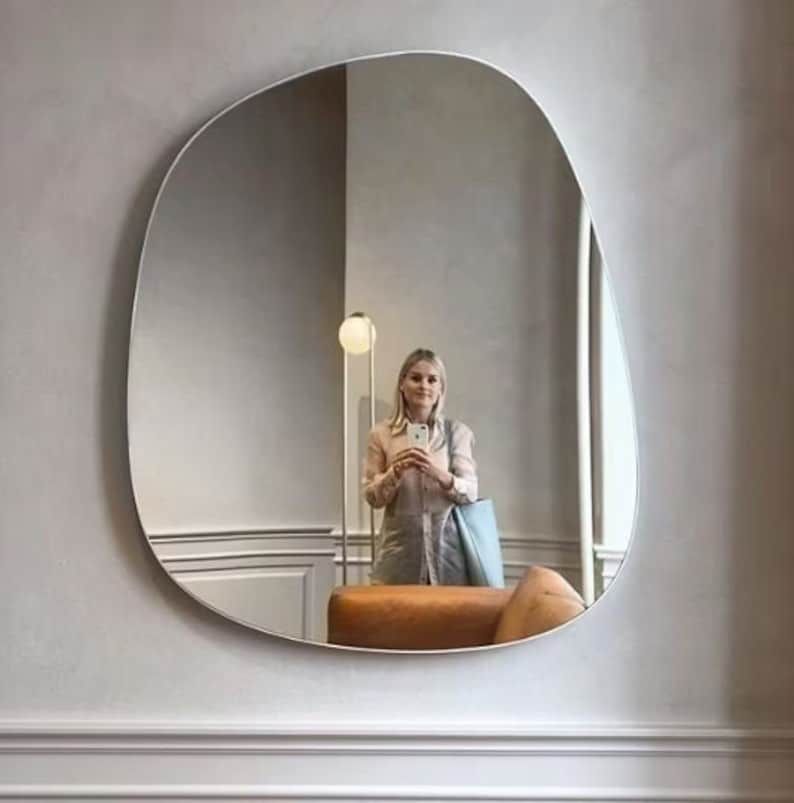 Wide Irregular Mirror - Handmade Asymmetrical Wall Mirror