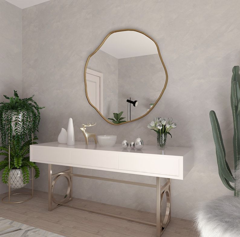 Kepez Asymmetrical Wall Mirror Irregular Design Organic Mirror