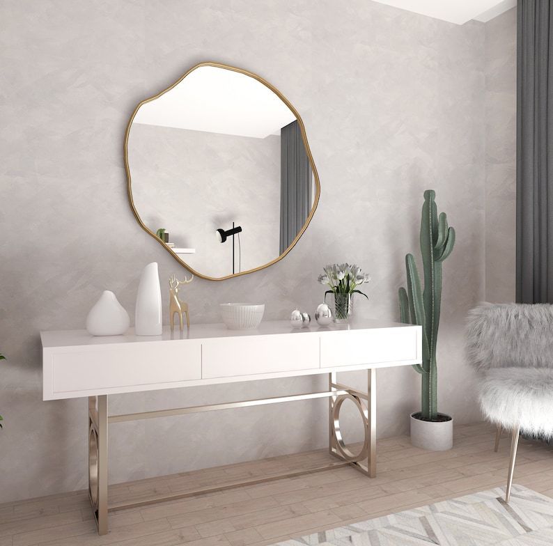 Kepez Asymmetrical Wall Mirror Irregular Design Organic Mirror