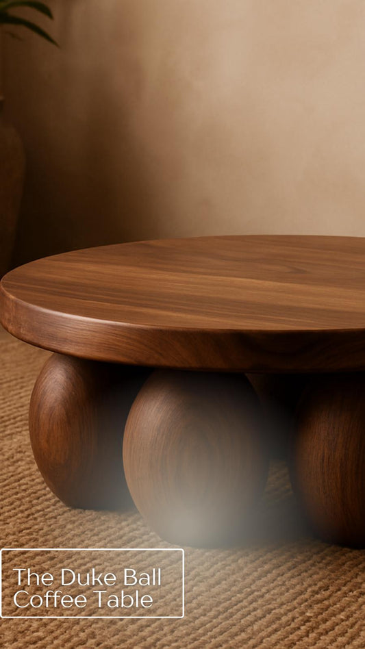 DUKE Ball Coffee Table – Solid Walnut | Sculptural Modern Design