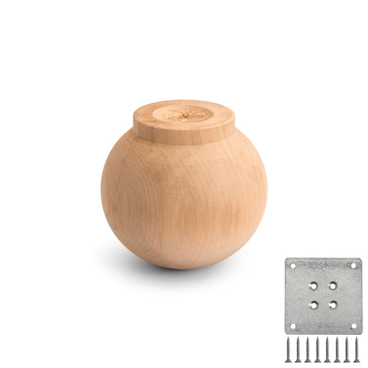 Single Ball wooden furniture leg, Sofa,Cabinet, Bed Wooden Leg - Set of 4