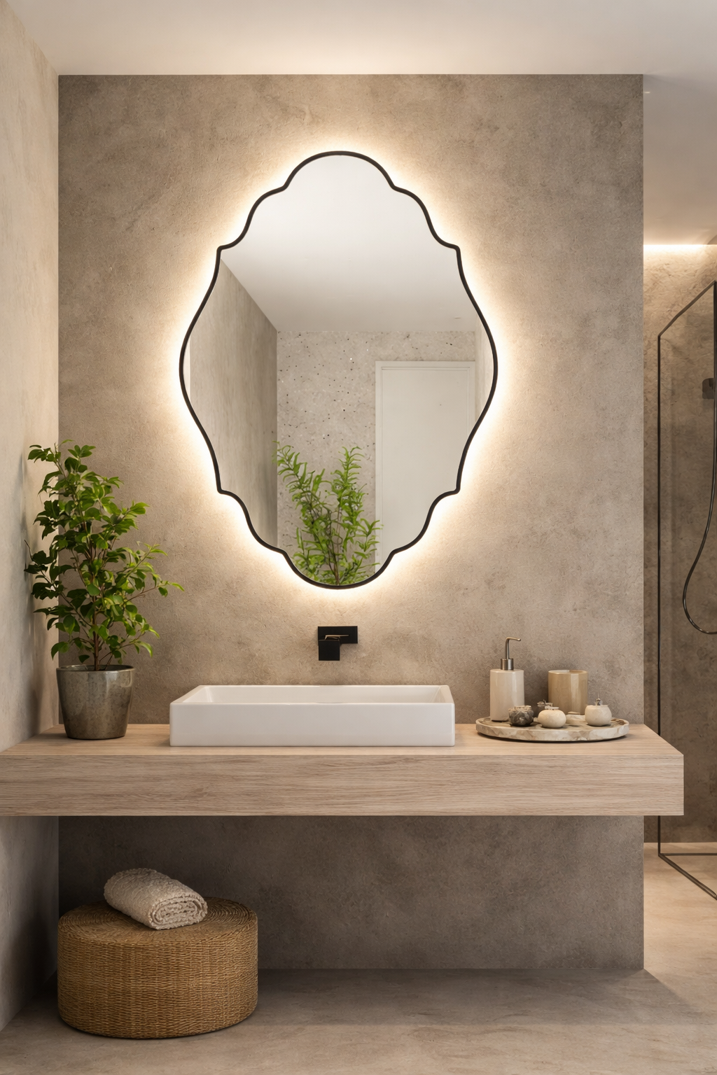 Lycia Asymmetrical Irregular Bedroom and Bathroom Unique Wall Mirror