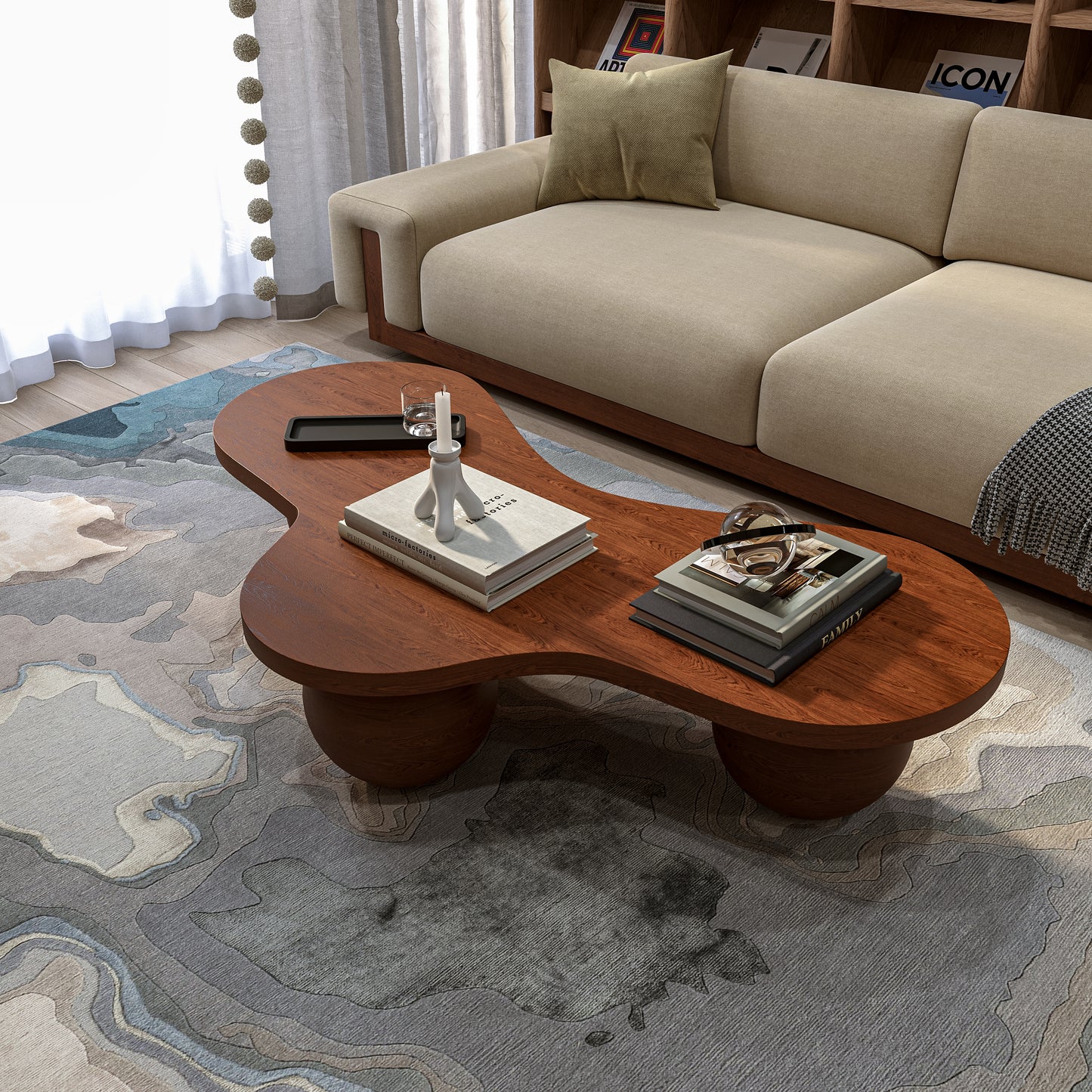 Asymmetrical Wooden Coffee Table Black