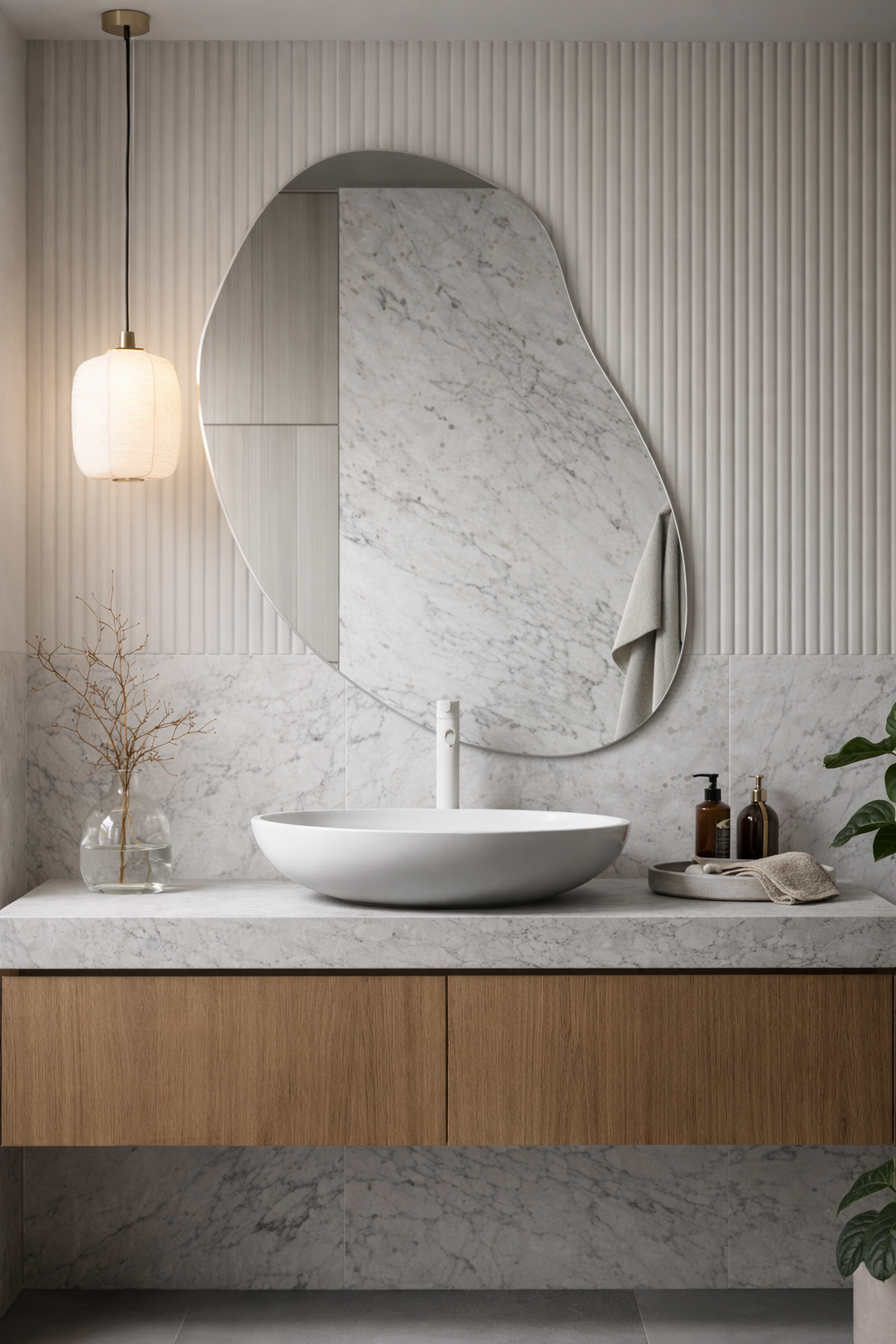 Bean Irregular Mirror Asymmetrical Bathroom Mirror