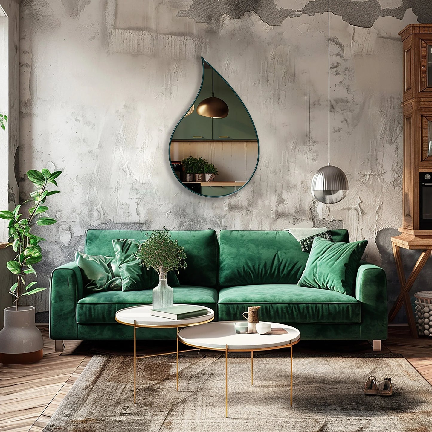 RainDrop Asymmetrical Mirror - Organic Irregular Wall Mirror