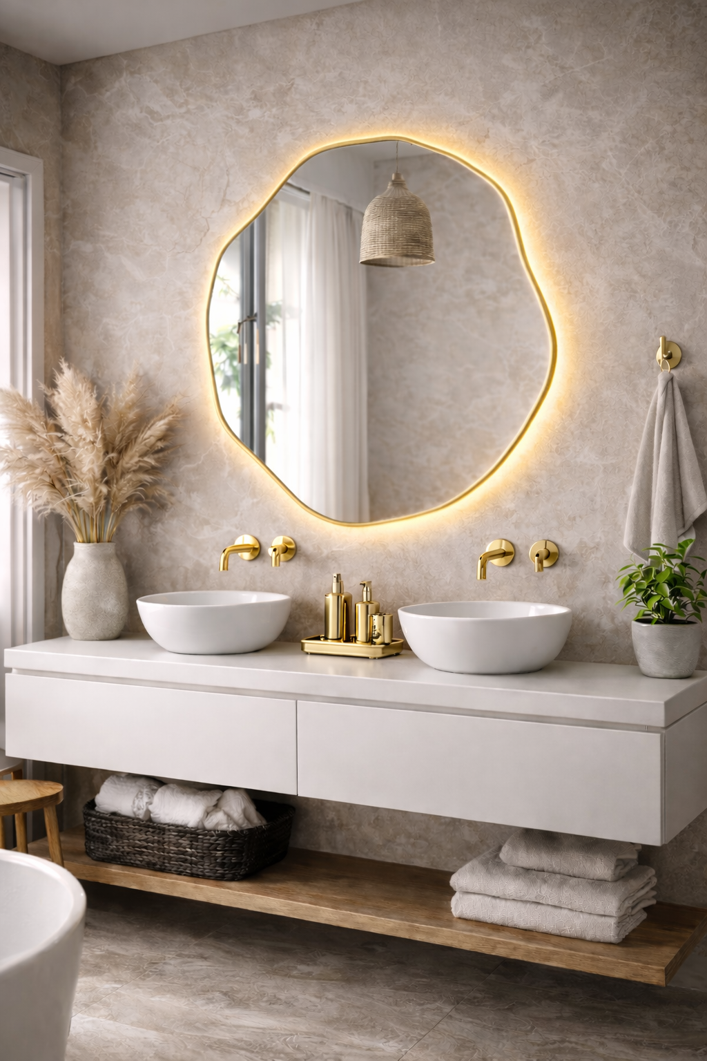Kepez Asymmetrical Wall Mirror Irregular Design Organic Mirror