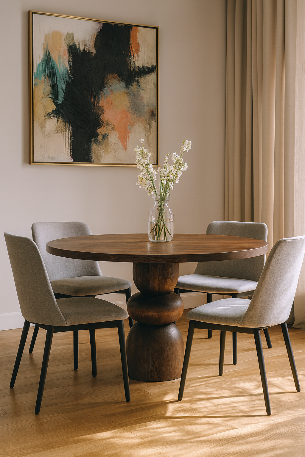 Halo Walnut Round Dining Table