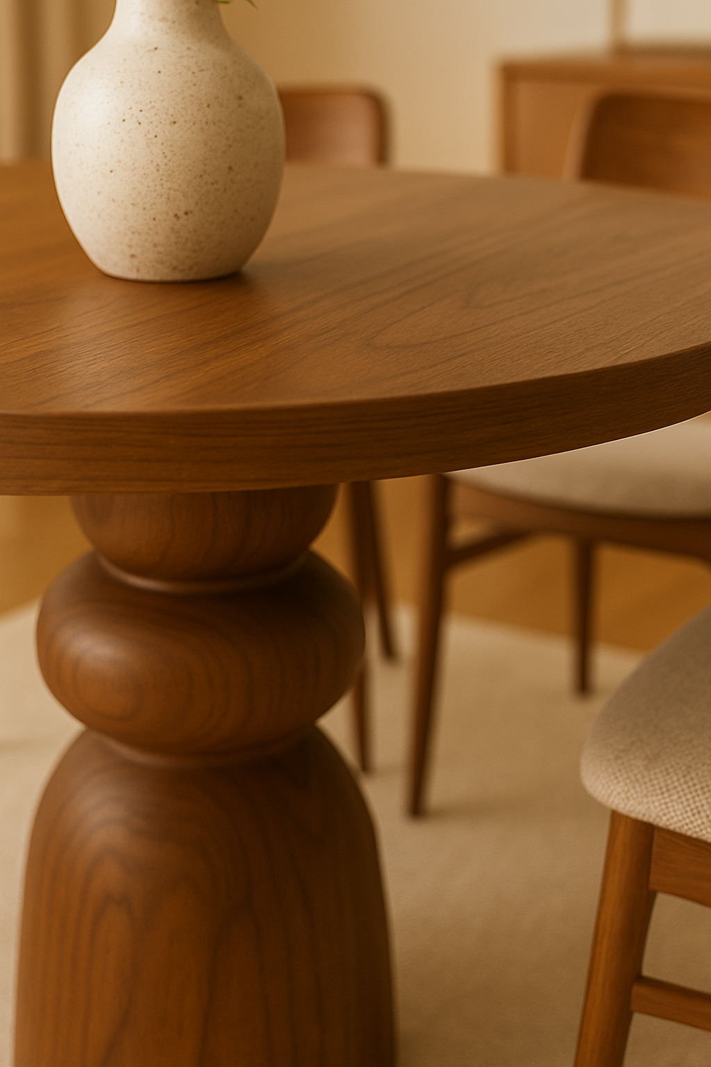 Halo Walnut Round Dining Table