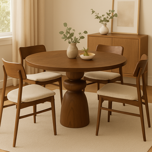 Halo Walnut Round Dining Table