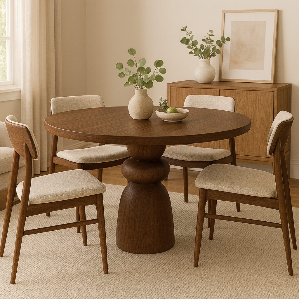 Halo Walnut Round Dining Table