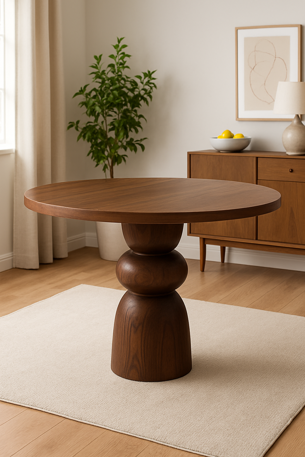 Halo Walnut Round Dining Table