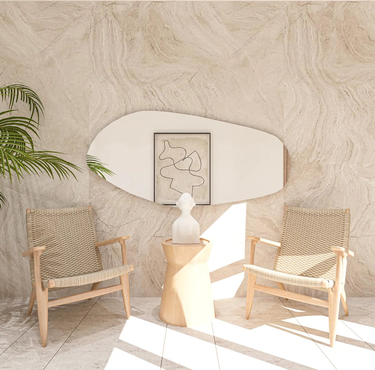 Biga Asymmetrical Mirror Irregular Bathroom Wall Mirror