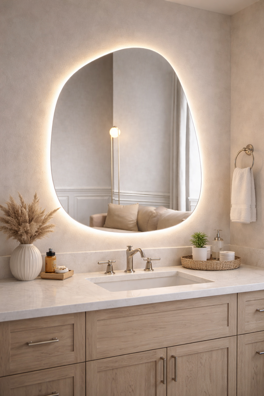 Wide Irregular Mirror - Handmade Asymmetrical Wall Mirror