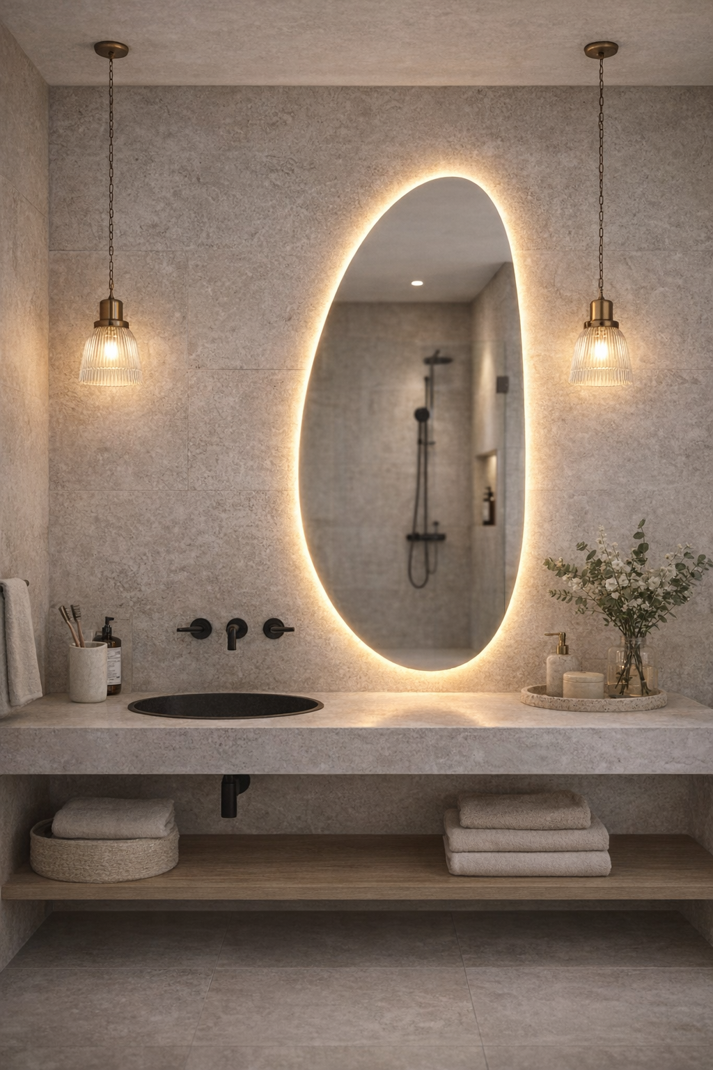 Cave Light Irregular Mirror - Organic Asymmetrical Wall Mirror | Alpken