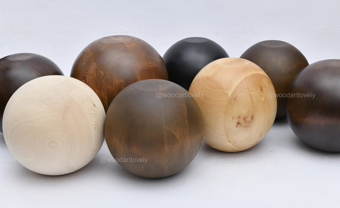 Dark Walnut Wooden Ball Coffee Table, Center Table, Wood Balls, Wooden Coffee Table