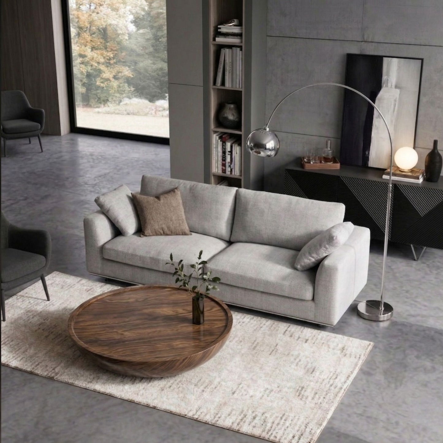 Sofra Large Round Organic Wood Coffee Table, Handmade Floor Table