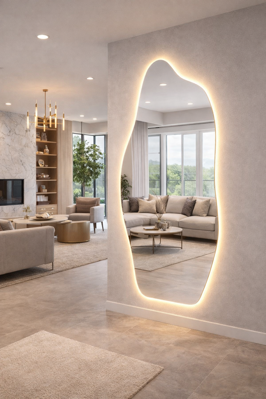 Sapphire Irregular Mirror - Elegant Asymmetrical Wall Mirror | Alpken