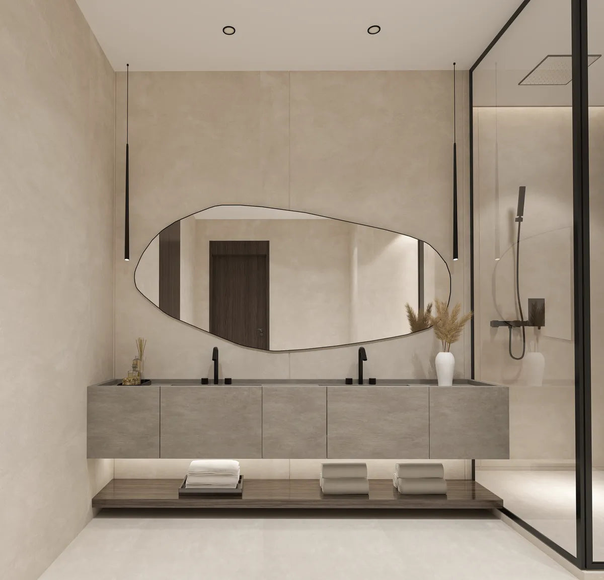 Biga Asymmetrical Mirror Irregular Bathroom Wall Mirror