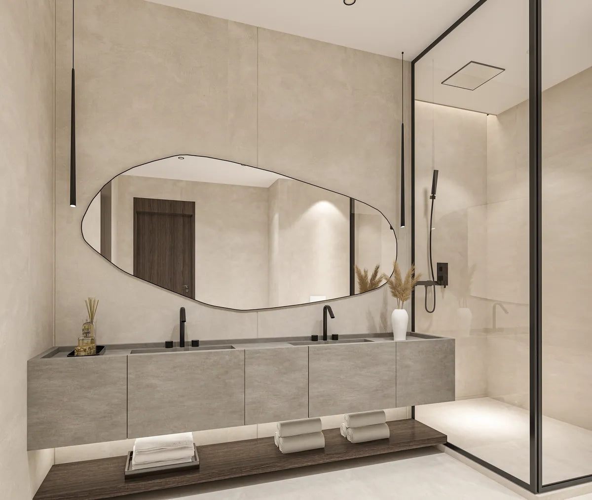 Biga Asymmetrical Mirror Irregular Bathroom Wall Mirror